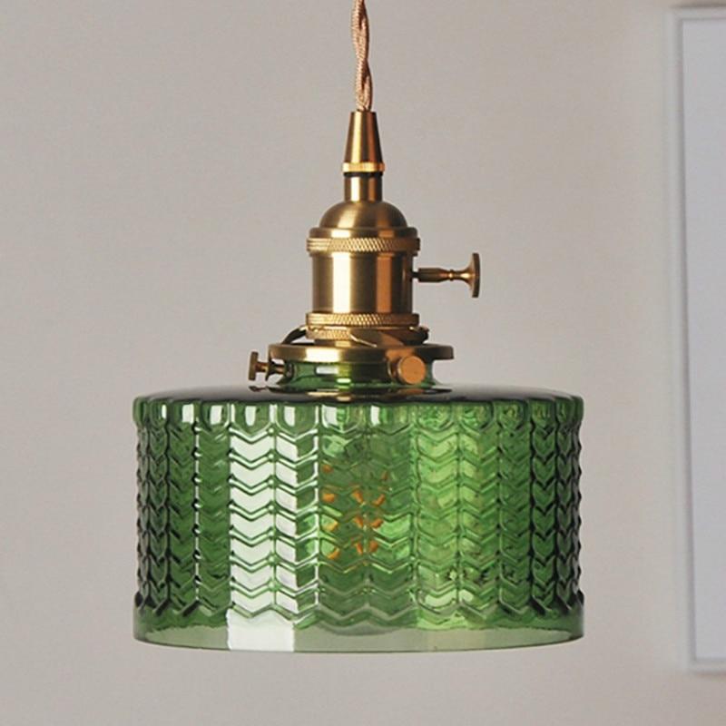 Modern Japanese Style – Suspension en Verre Texturé et Détails en Laiton