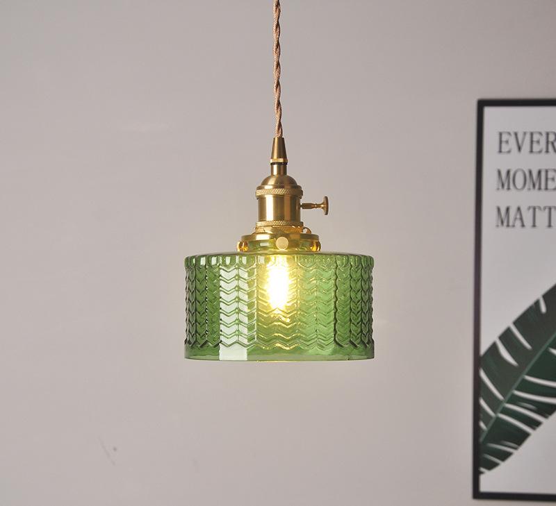 Modern Japanese Style – Suspension en Verre Texturé et Détails en Laiton