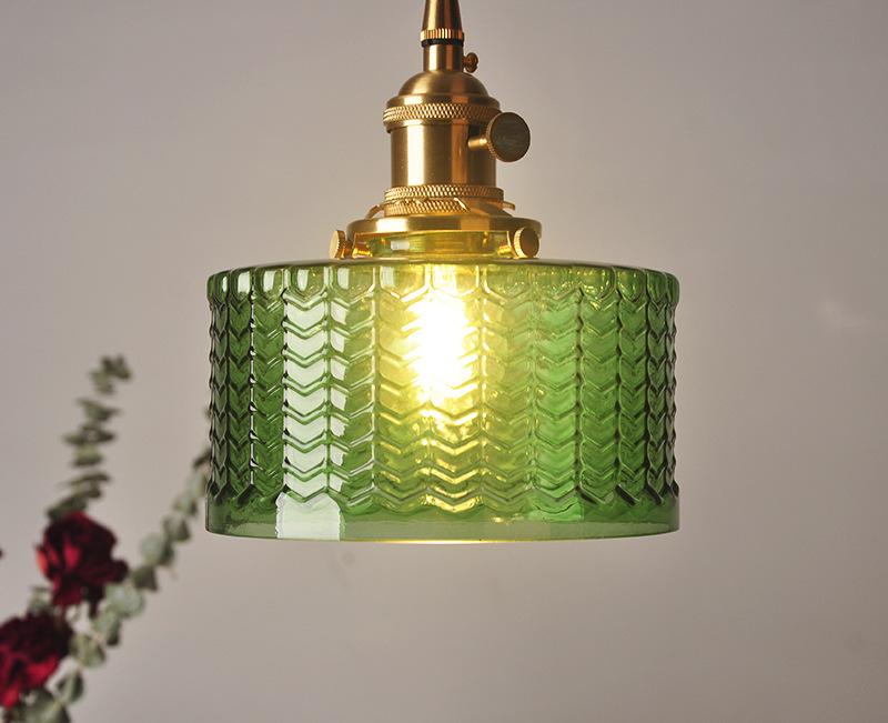 Modern Japanese Style – Suspension en Verre Texturé et Détails en Laiton