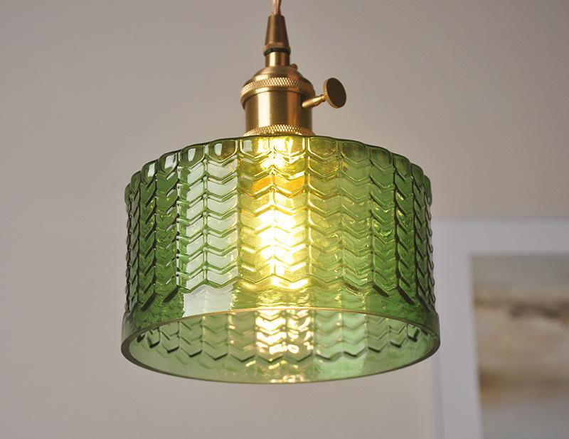 Modern Japanese Style – Suspension en Verre Texturé et Détails en Laiton