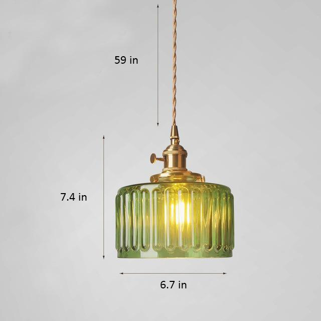 Modern Japanese Style – Suspension en Verre Texturé et Détails en Laiton