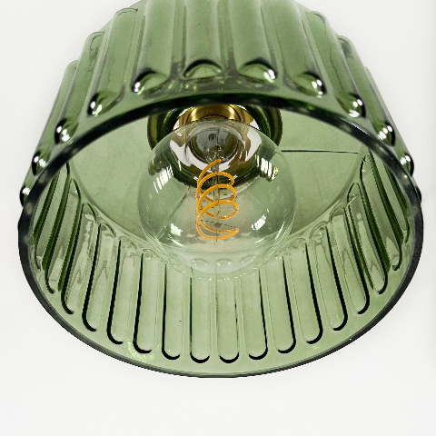 Modern Japanese Style – Suspension en Verre Texturé et Détails en Laiton