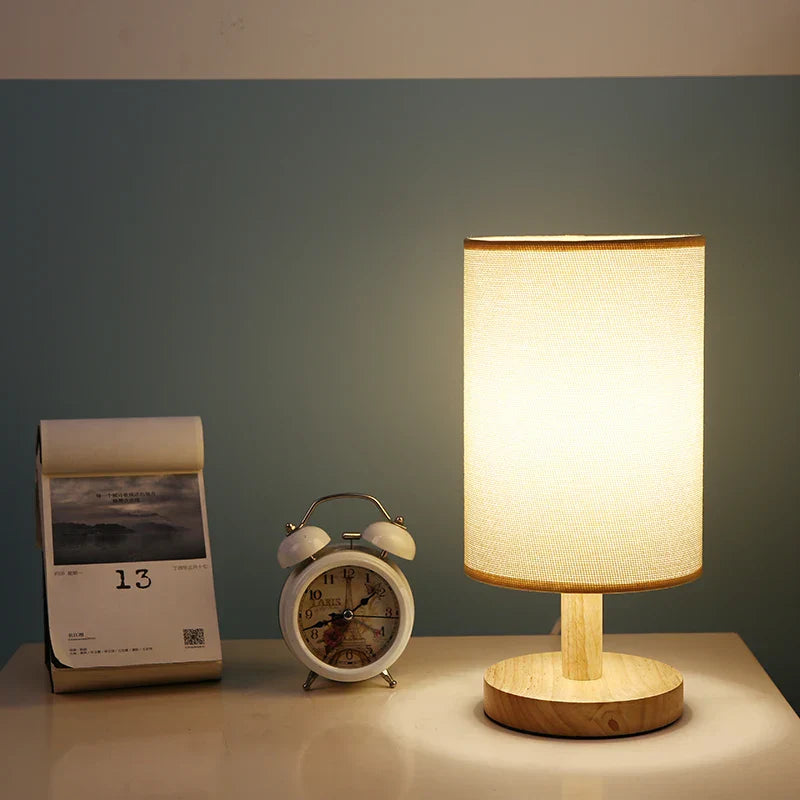 Organic Glow Lamp – Lampe en Bois Naturel & Tissu – Alimentation USB