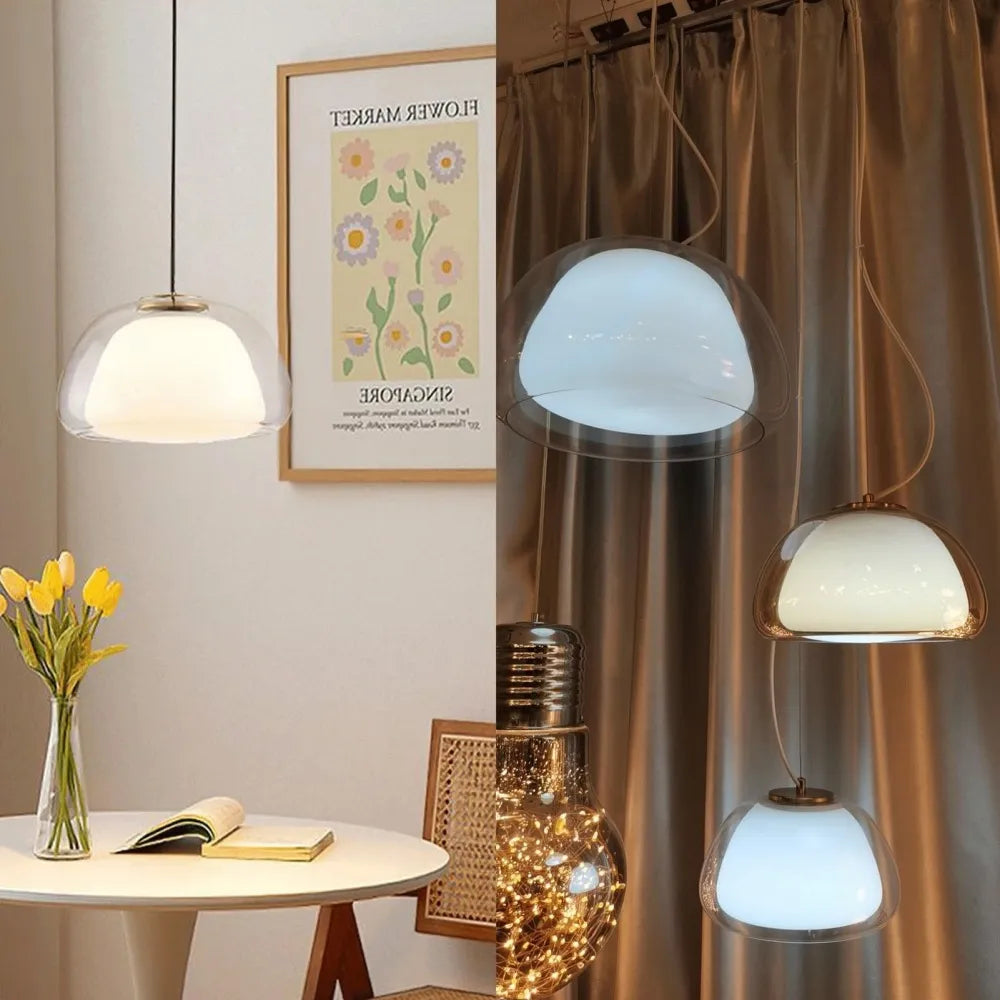 Suspension Moderne Verre Opalin Style Jelly Déco
