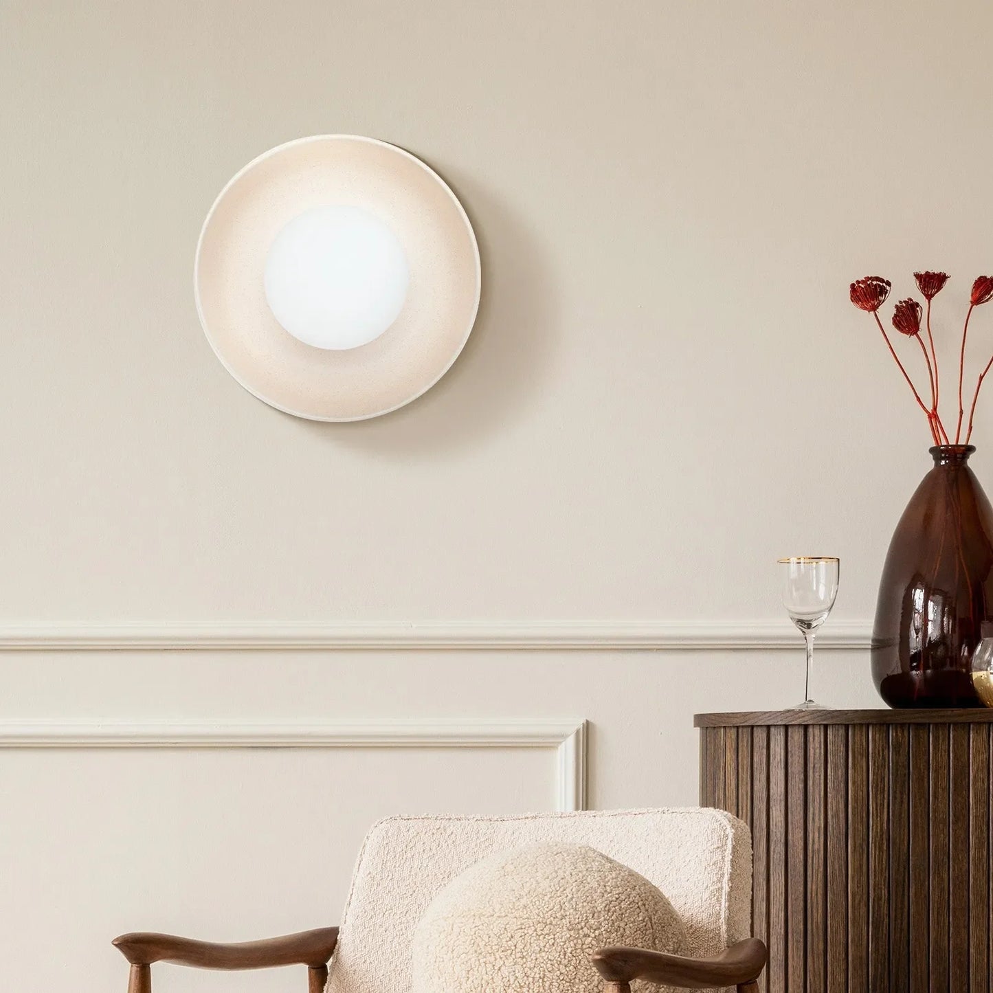 Applique Murale Ronde en Céramique, Style Minimaliste