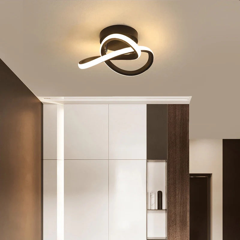 Plafonnier LED Moderne Noir ou Blanc Design Torsadé