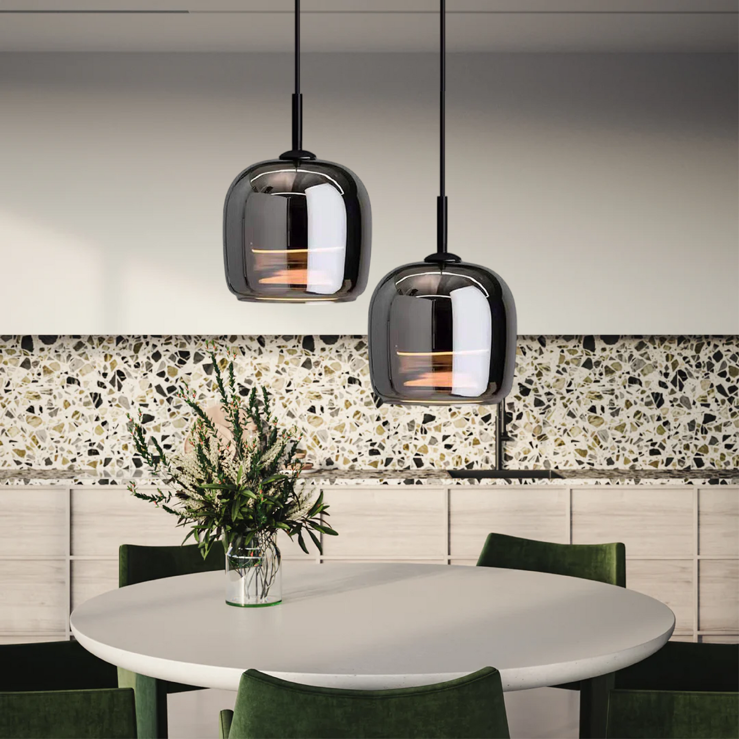 Suspension Nordique en Verre Noir | Design Élégant et Moderne