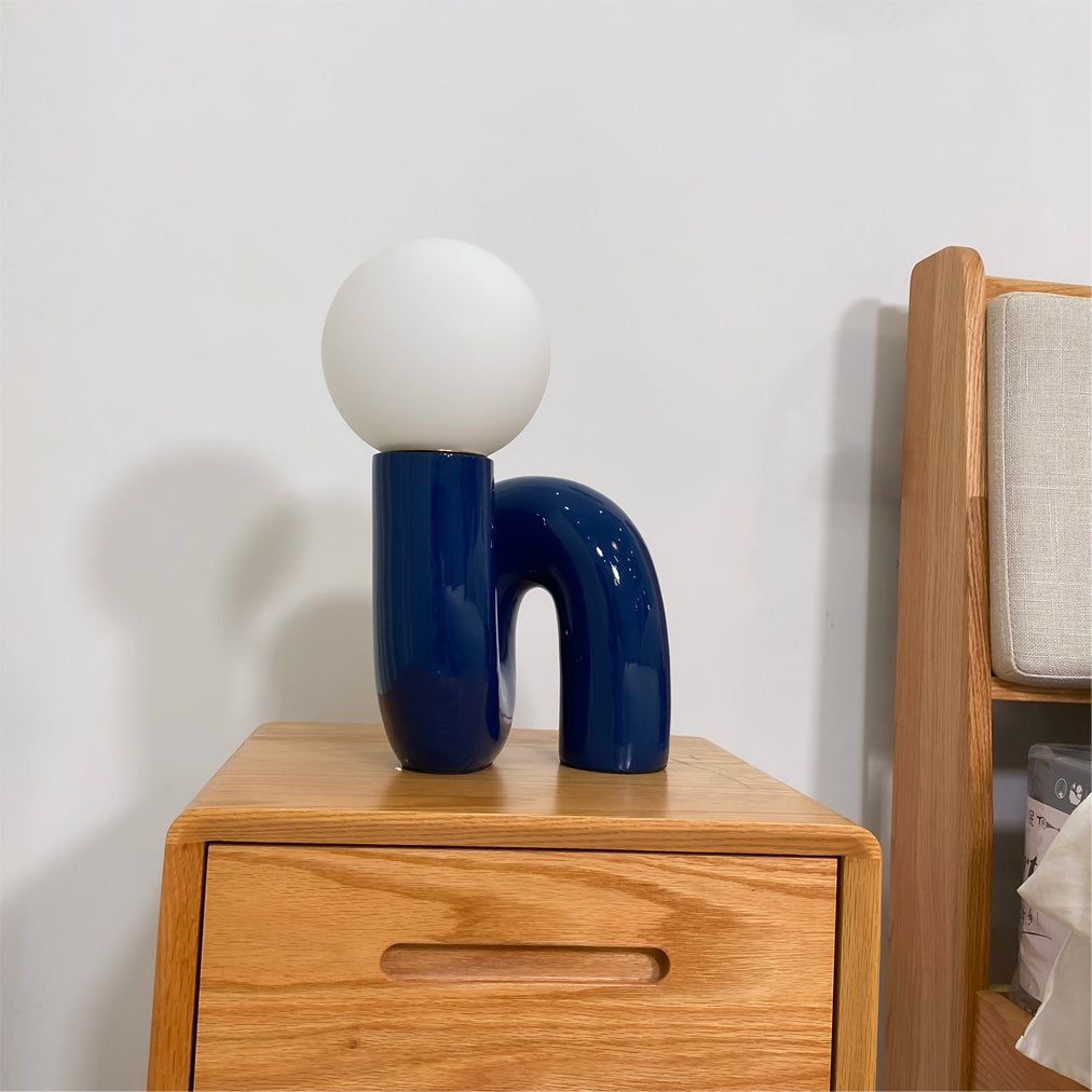 Lampe de Table Design, Verre Opale et Base Spiralée, 40 cm