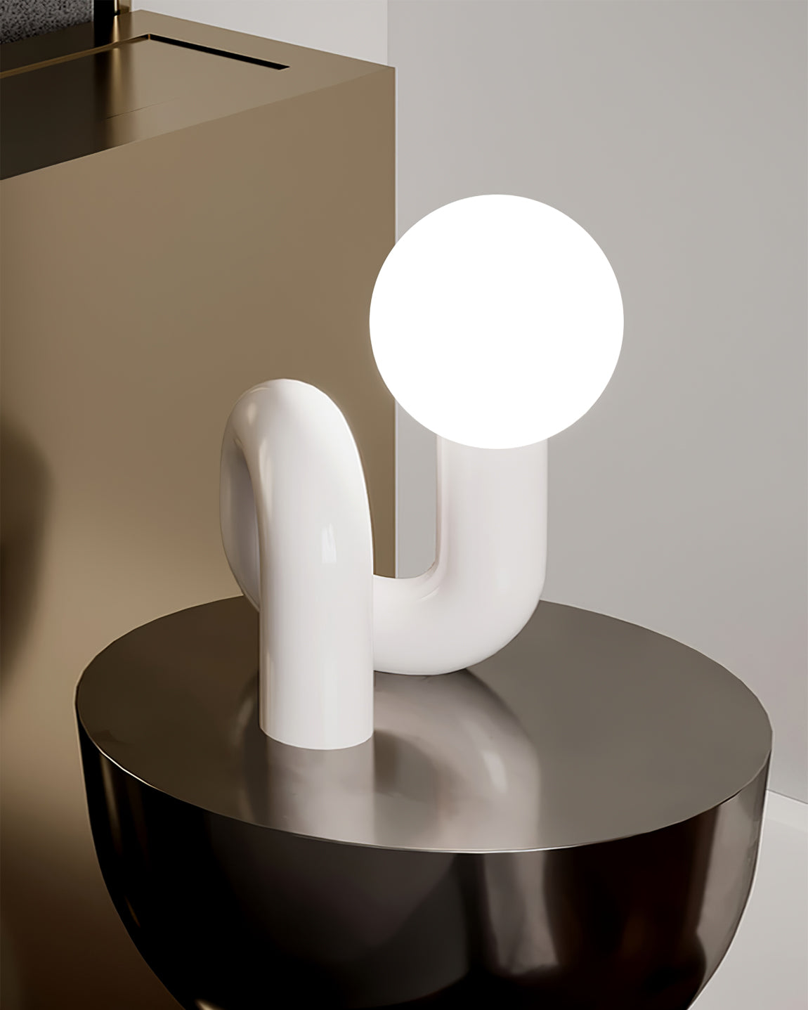 Lampe de Table Design, Verre Opale et Base Spiralée, 40 cm