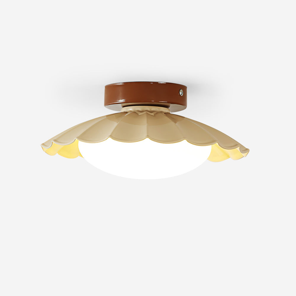 Plafonnier LED Nephele, 25cm, Blanc Chaud, Bois ou Beige