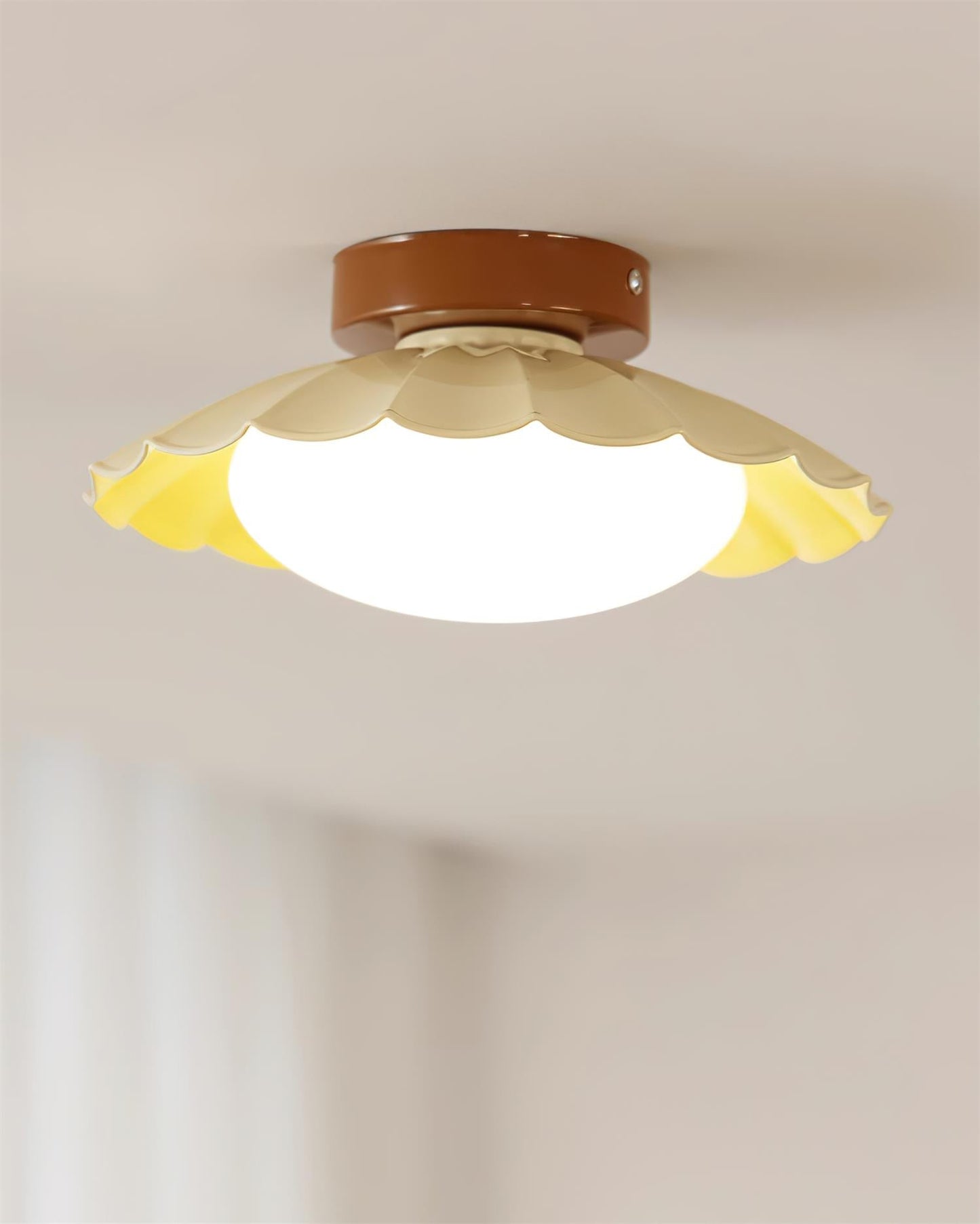 Plafonnier LED Nephele, 25cm, Blanc Chaud, Bois ou Beige