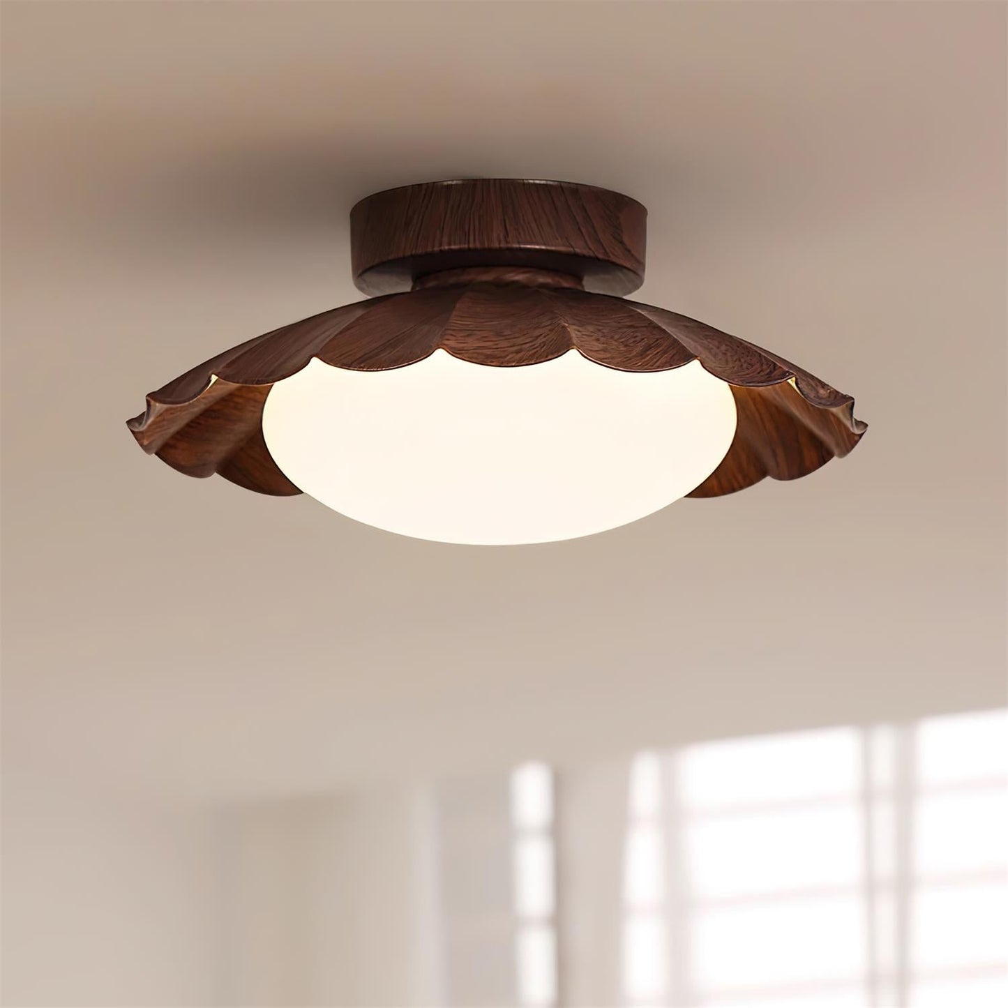 Plafonnier LED Nephele, 25cm, Blanc Chaud, Bois ou Beige