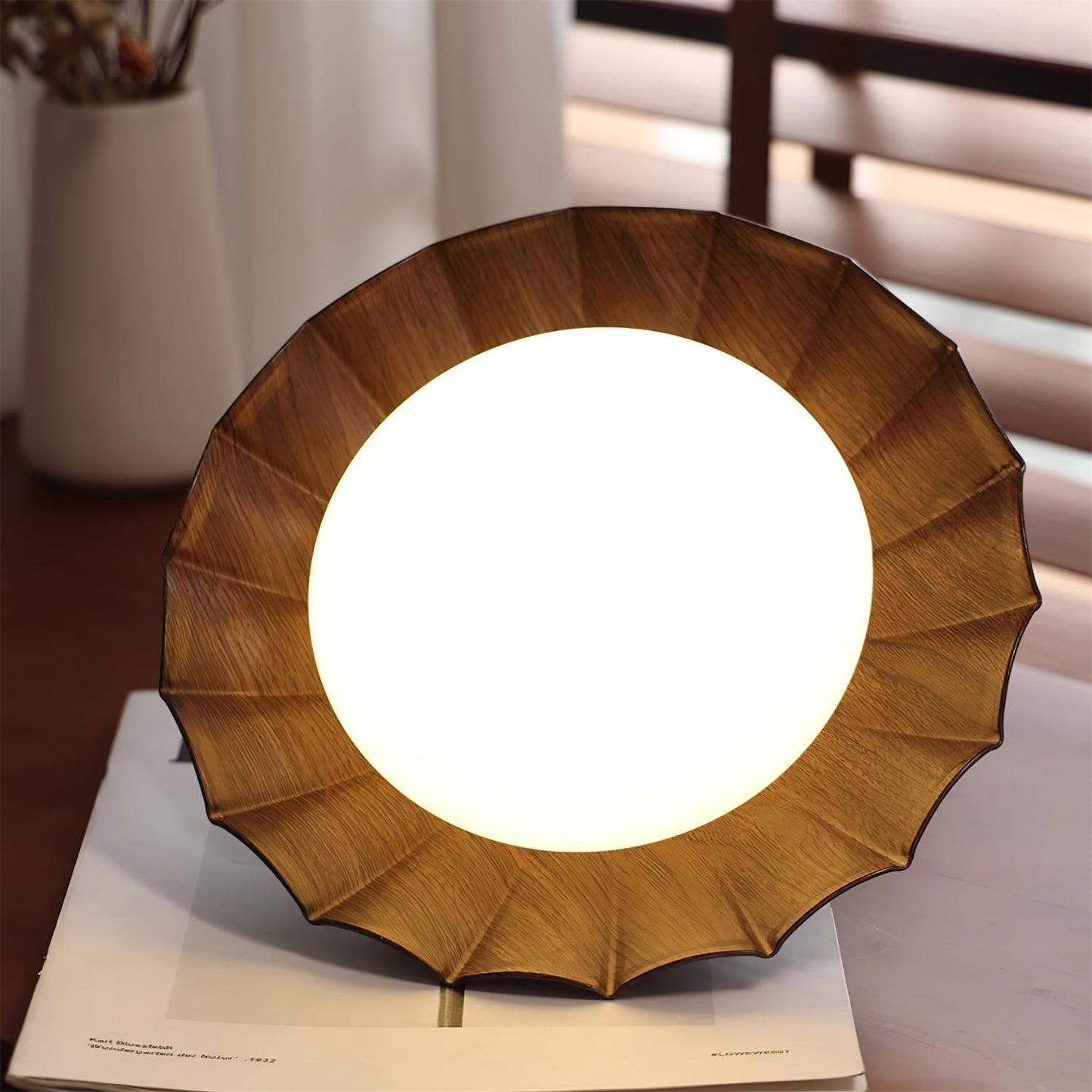 Plafonnier LED Nephele, 25cm, Blanc Chaud, Bois ou Beige