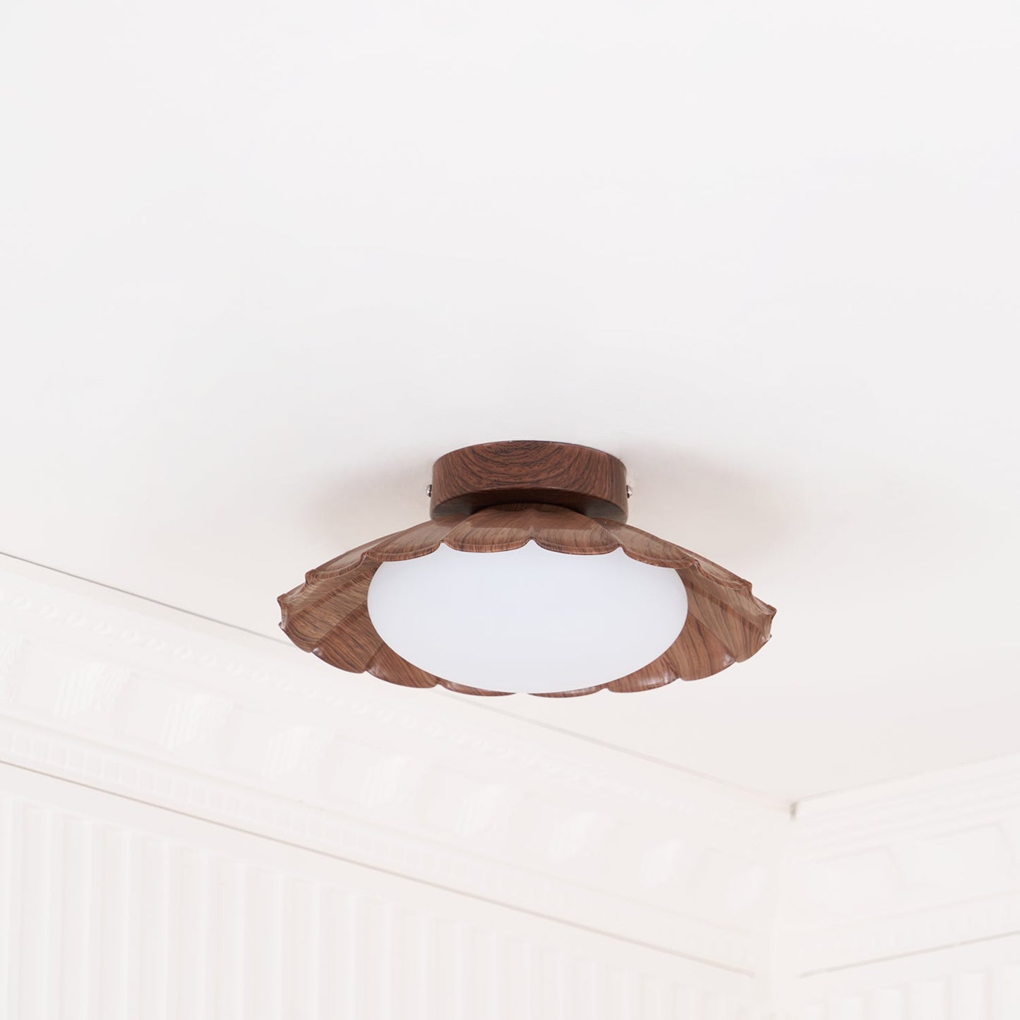 Plafonnier LED Nephele, 25cm, Blanc Chaud, Bois ou Beige