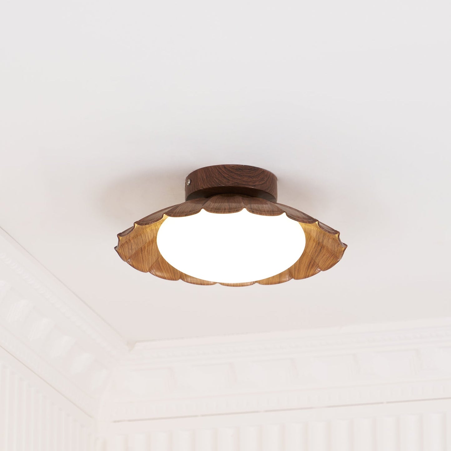 Plafonnier LED Nephele, 25cm, Blanc Chaud, Bois ou Beige