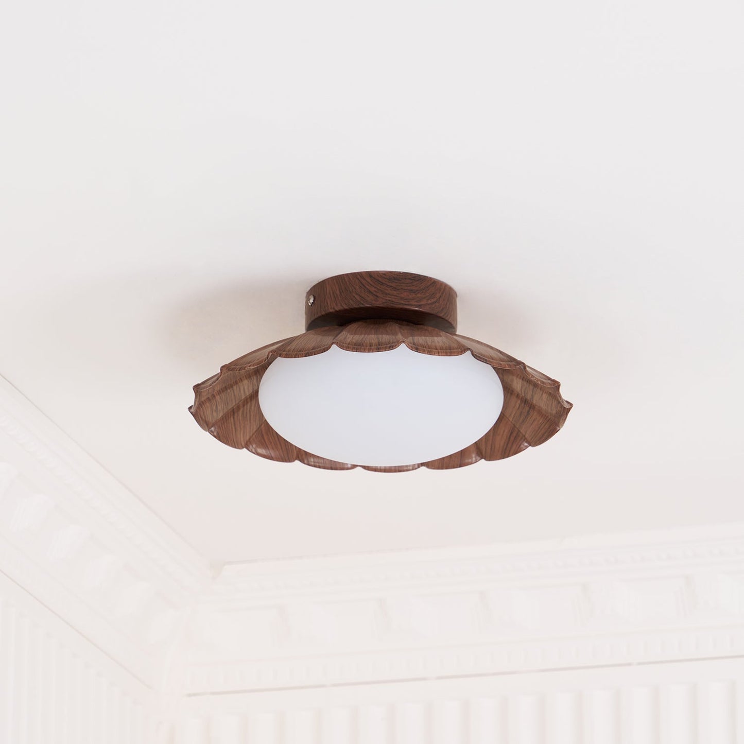 Plafonnier LED Nephele, 25cm, Blanc Chaud, Bois ou Beige