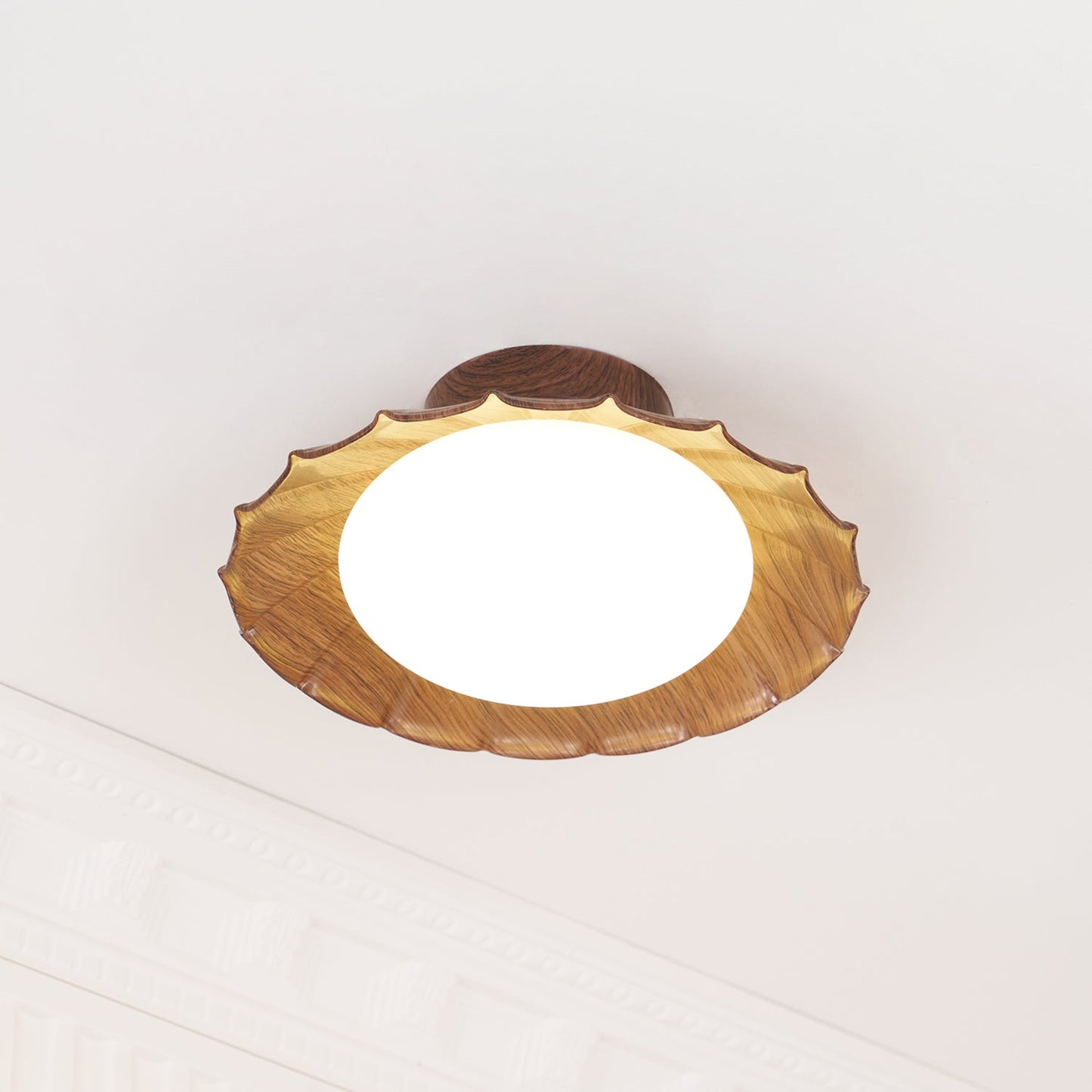 Plafonnier LED Nephele, 25cm, Blanc Chaud, Bois ou Beige