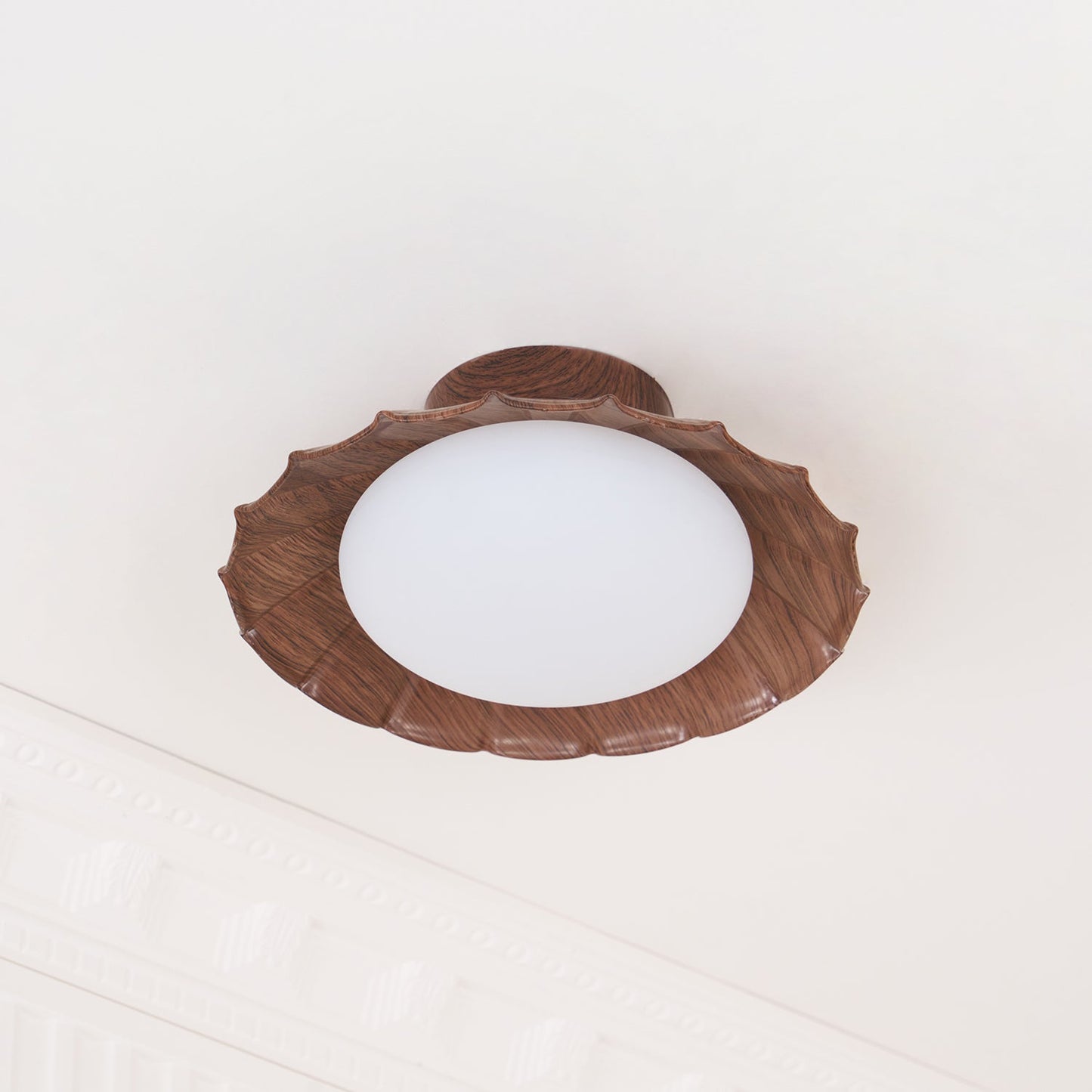 Plafonnier LED Nephele, 25cm, Blanc Chaud, Bois ou Beige