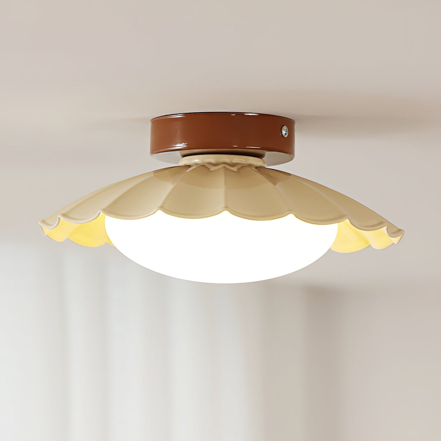 Plafonnier LED Nephele, 25cm, Blanc Chaud, Bois ou Beige