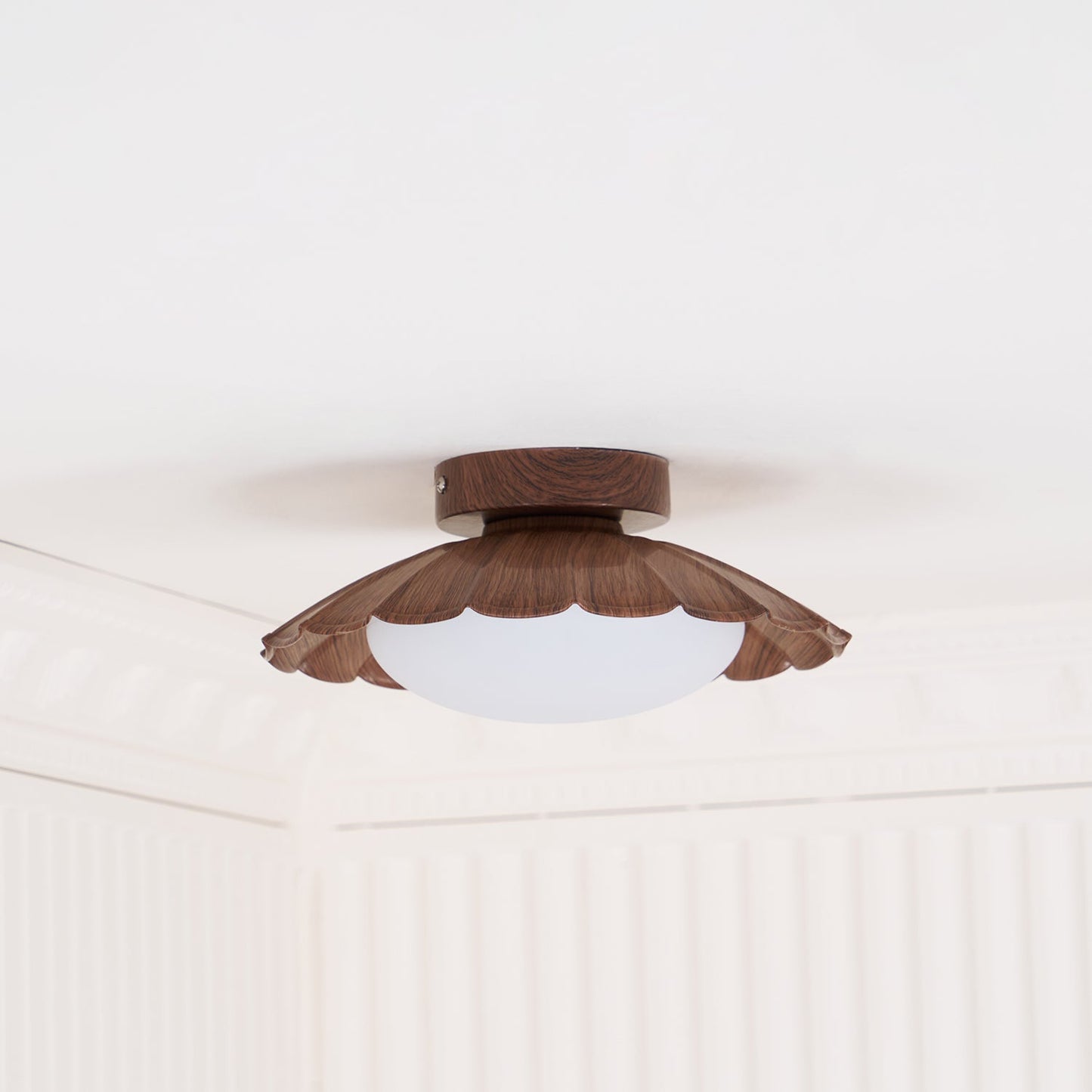 Plafonnier LED Nephele, 25cm, Blanc Chaud, Bois ou Beige