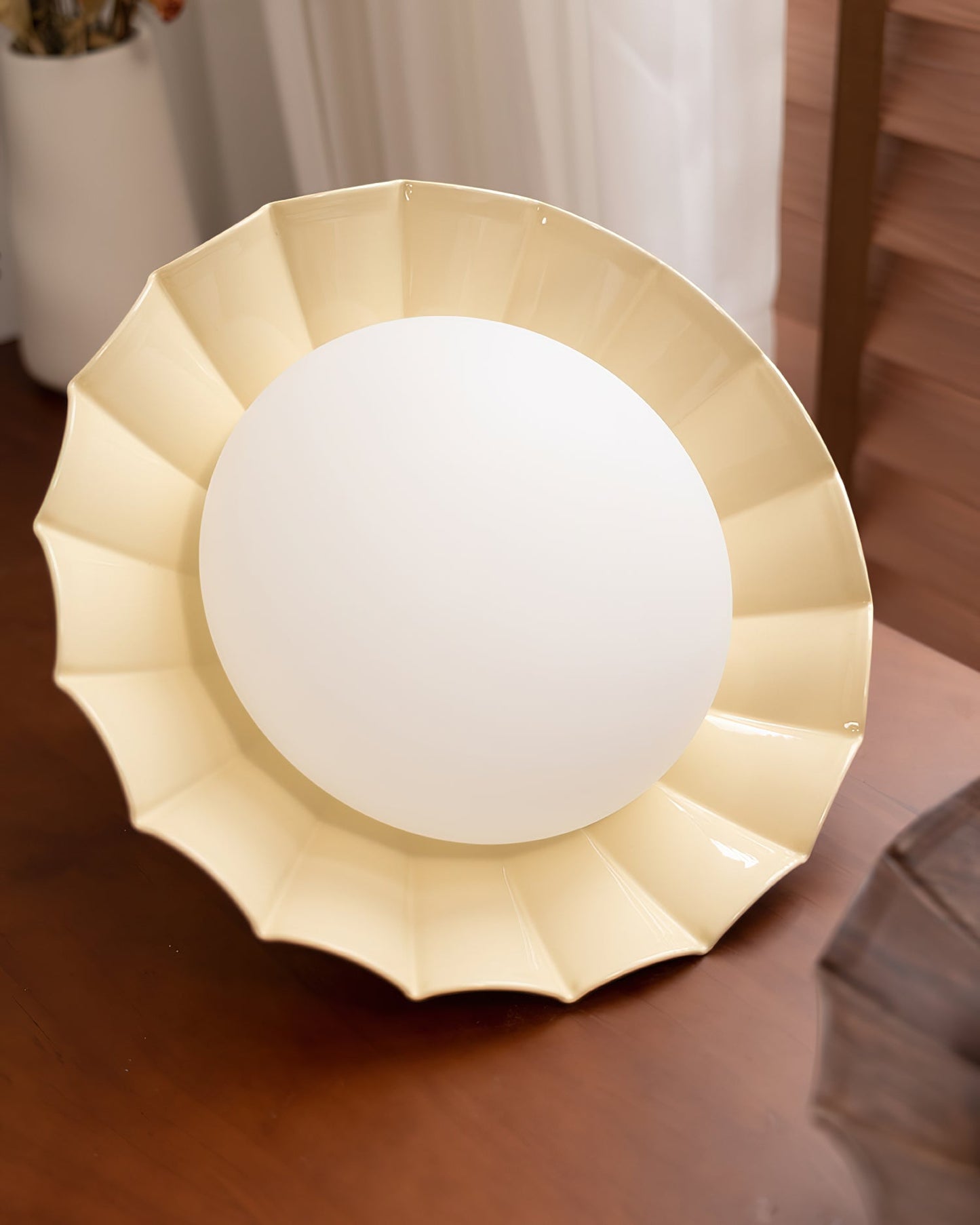 Plafonnier LED Nephele, 25cm, Blanc Chaud, Bois ou Beige