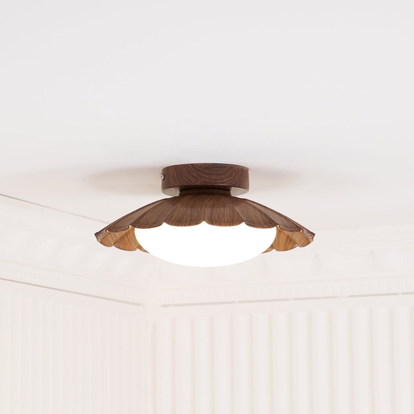 Plafonnier LED Nephele, 25cm, Blanc Chaud, Bois ou Beige