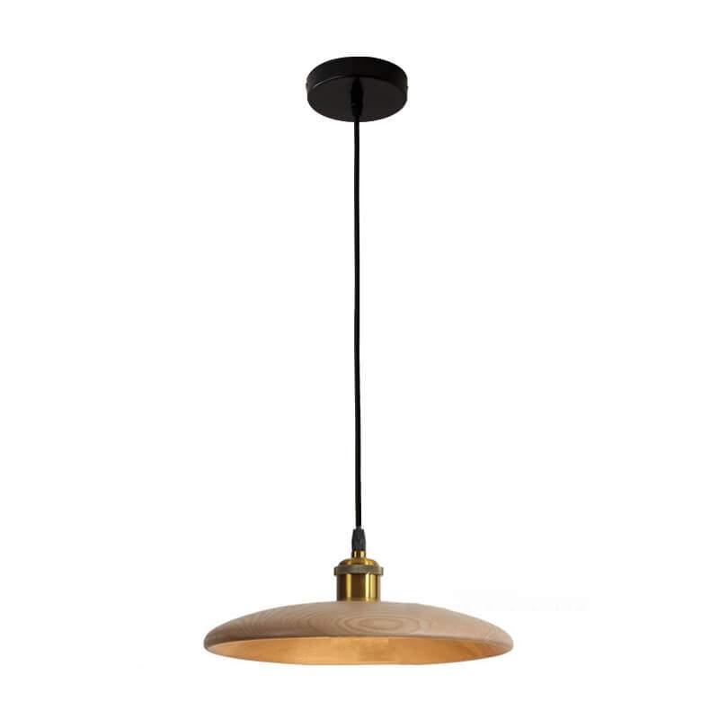 Suspension Nordique Bois, Design Soucoupe Vintage