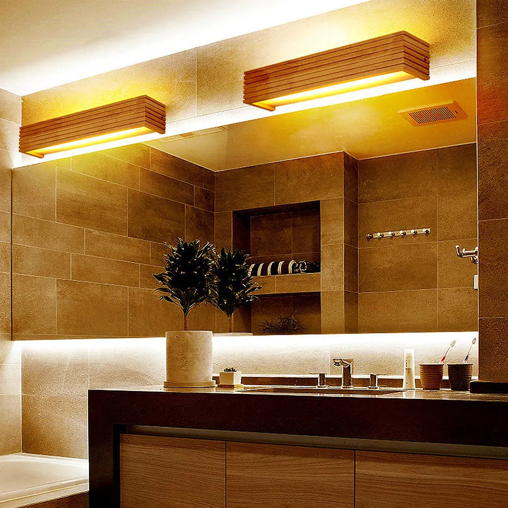 Applique Murale LED Bois Design Nordique Salle de Bain