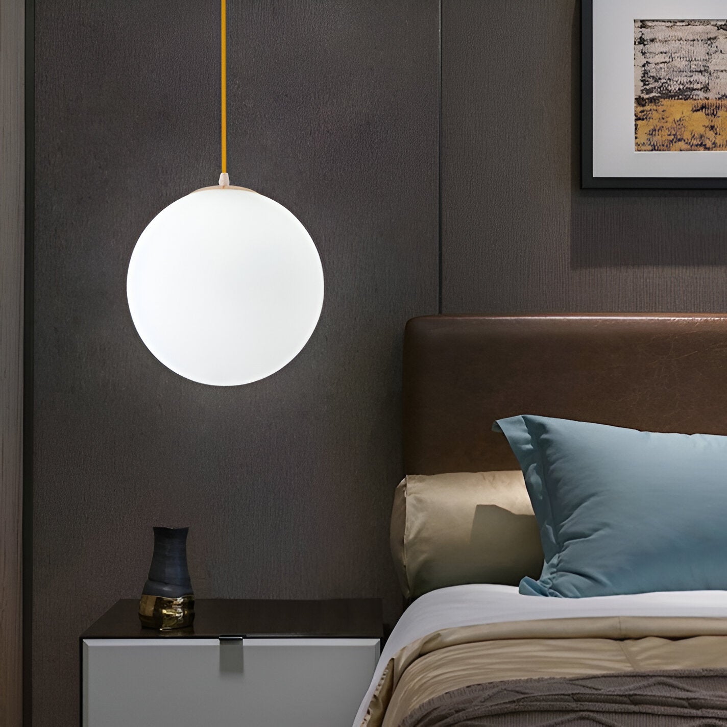 Suspension Globe Nordique en Verre Opalin