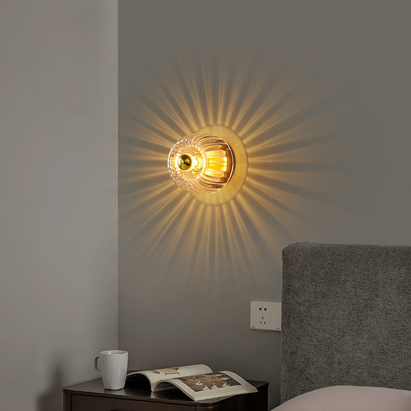 Lumière de plafond encastrée moderne en verre forme soleil cuivre pleine à double usage 1 lumière