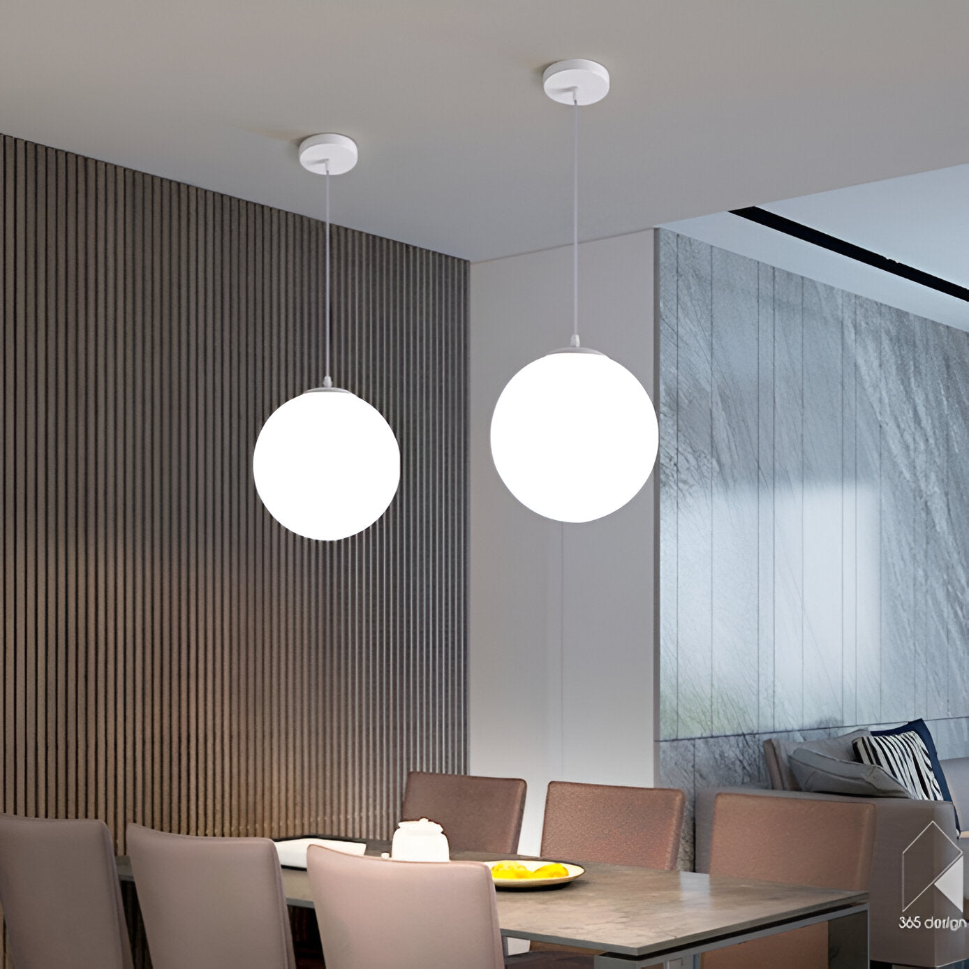 Suspension Globe Nordique en Verre Opalin