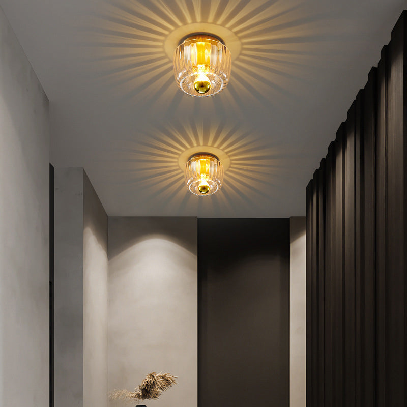Lumière de plafond encastrée moderne en verre forme soleil cuivre pleine à double usage 1 lumière
