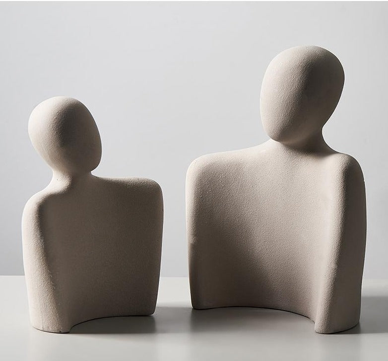 Sculpture Abstraite Couple Enlacé – Céramique Moderne & Émotionnelle pour Décoration Intérieure
