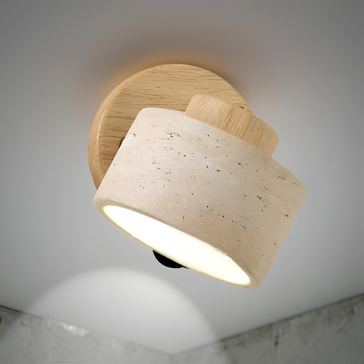 Applique Murale LED Minimaliste en Pierre Travertin