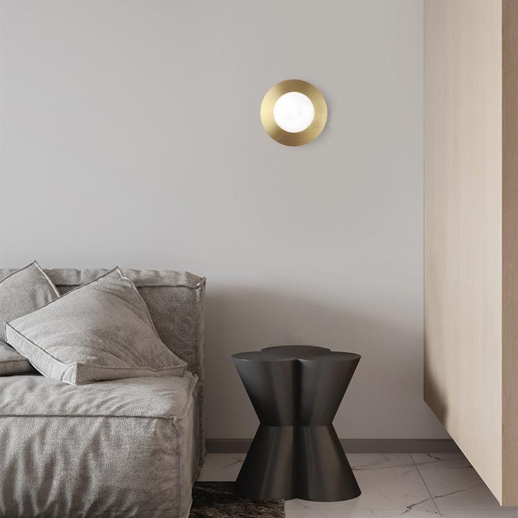 Applique Murale Ronde Laiton Verre Opale Moderne