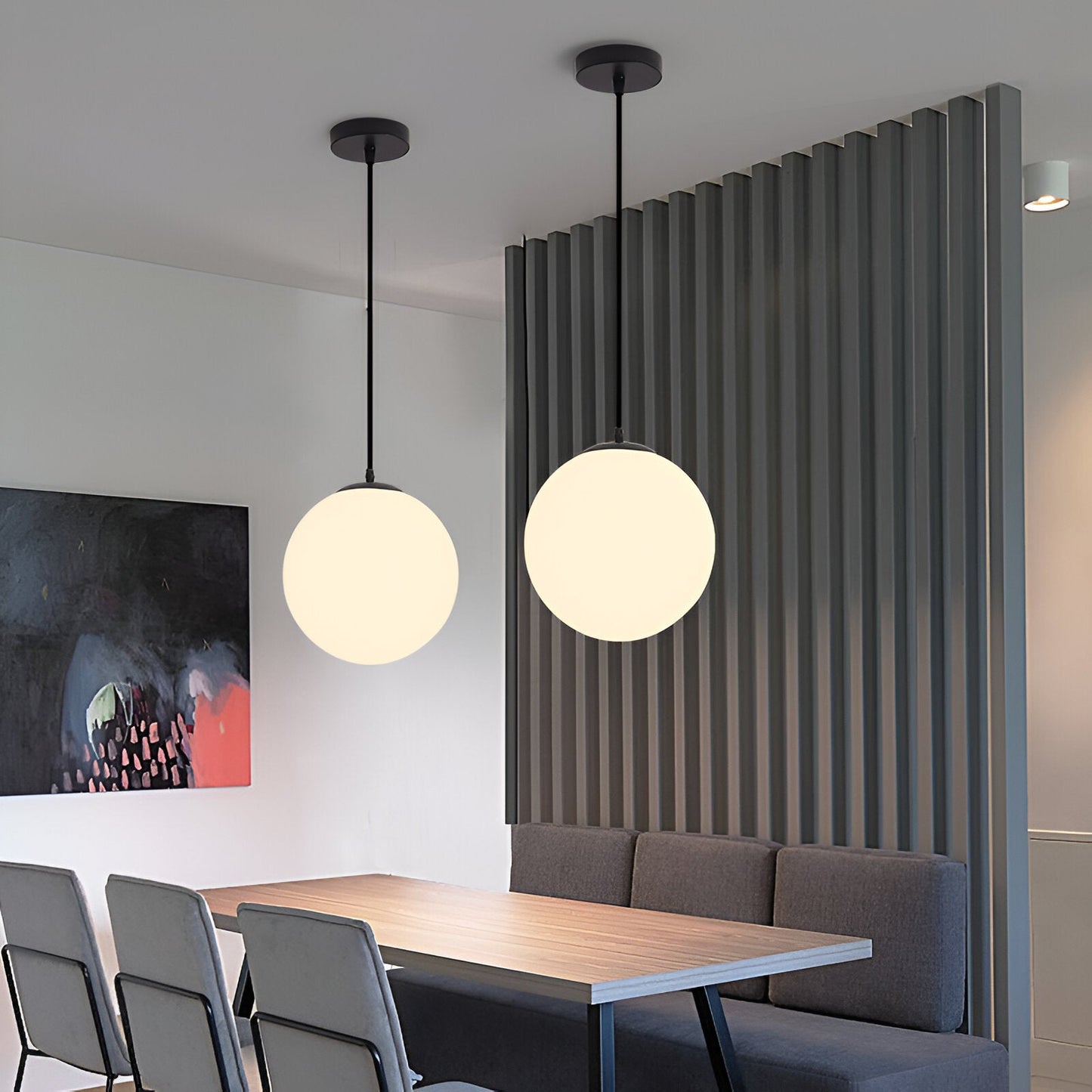 Suspension Globe Nordique en Verre Opalin