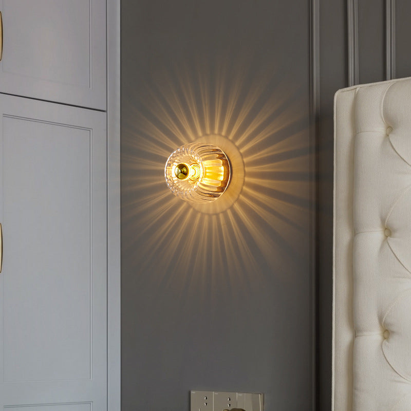 Lumière de plafond encastrée moderne en verre forme soleil cuivre pleine à double usage 1 lumière