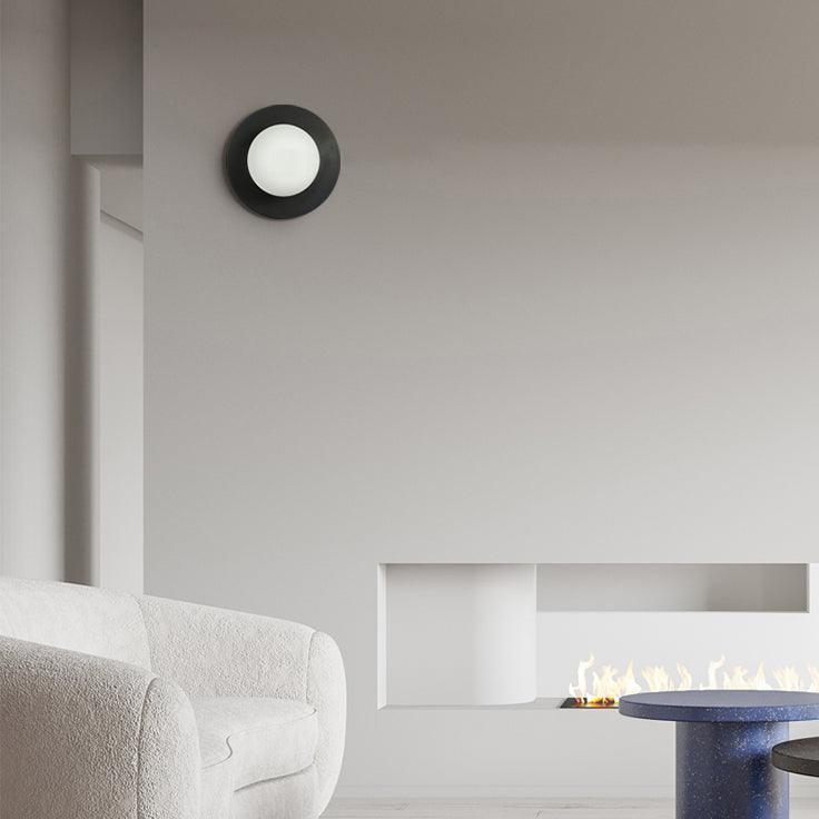 Applique Murale Ronde Laiton Verre Opale Moderne