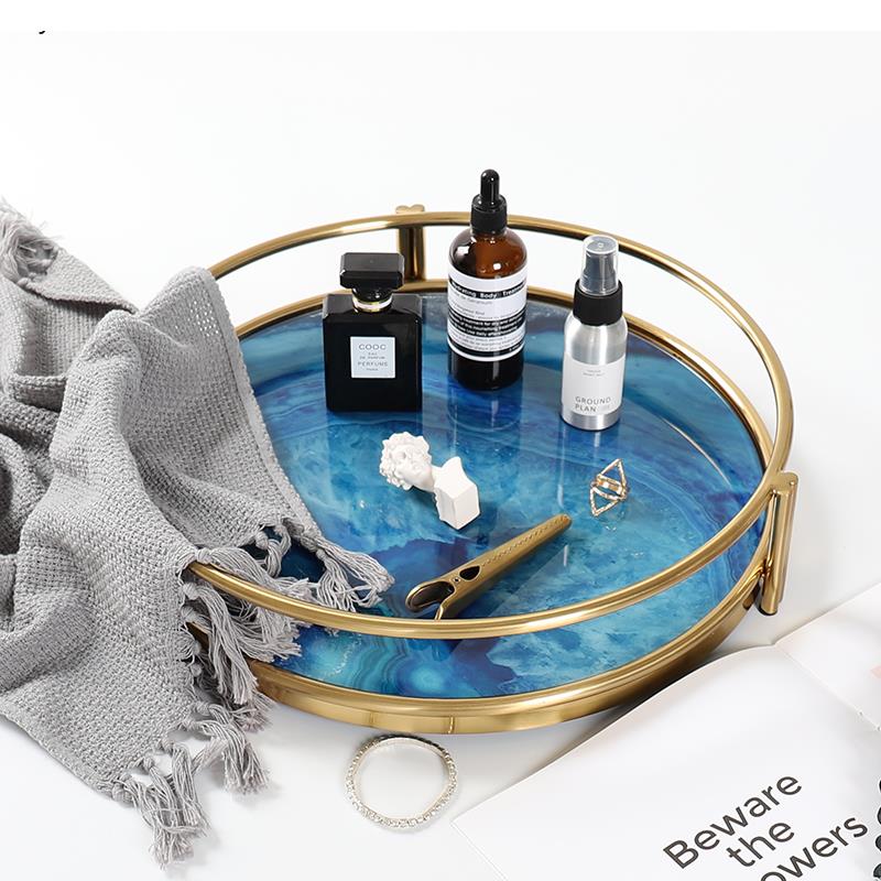 Plateau Décoratif en Agate Bleue – Luxe Naturel pour Vos Moments de Dégustation