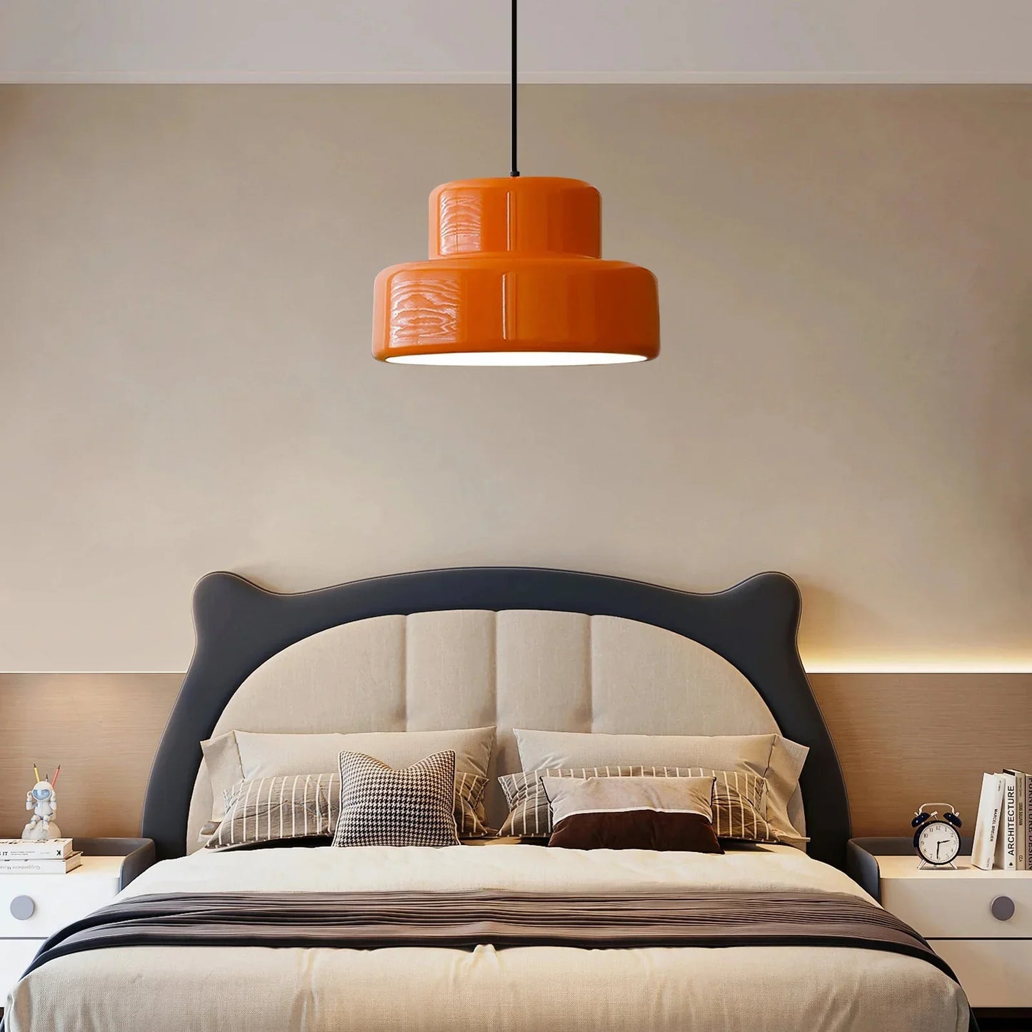 Suspension Orange Vintage Style Bauhaus en Fer 35 cm