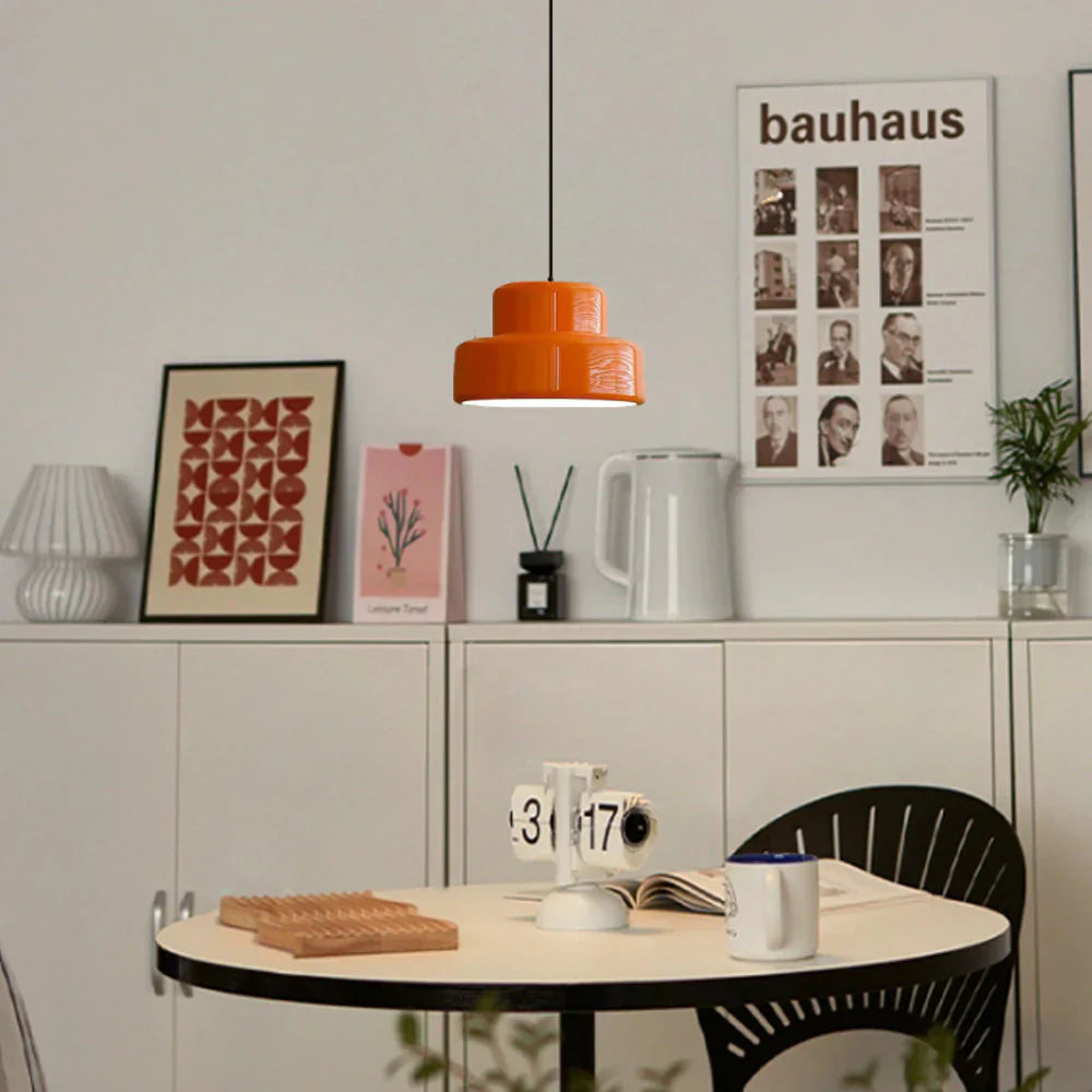 Suspension Orange Vintage Style Bauhaus en Fer 35 cm