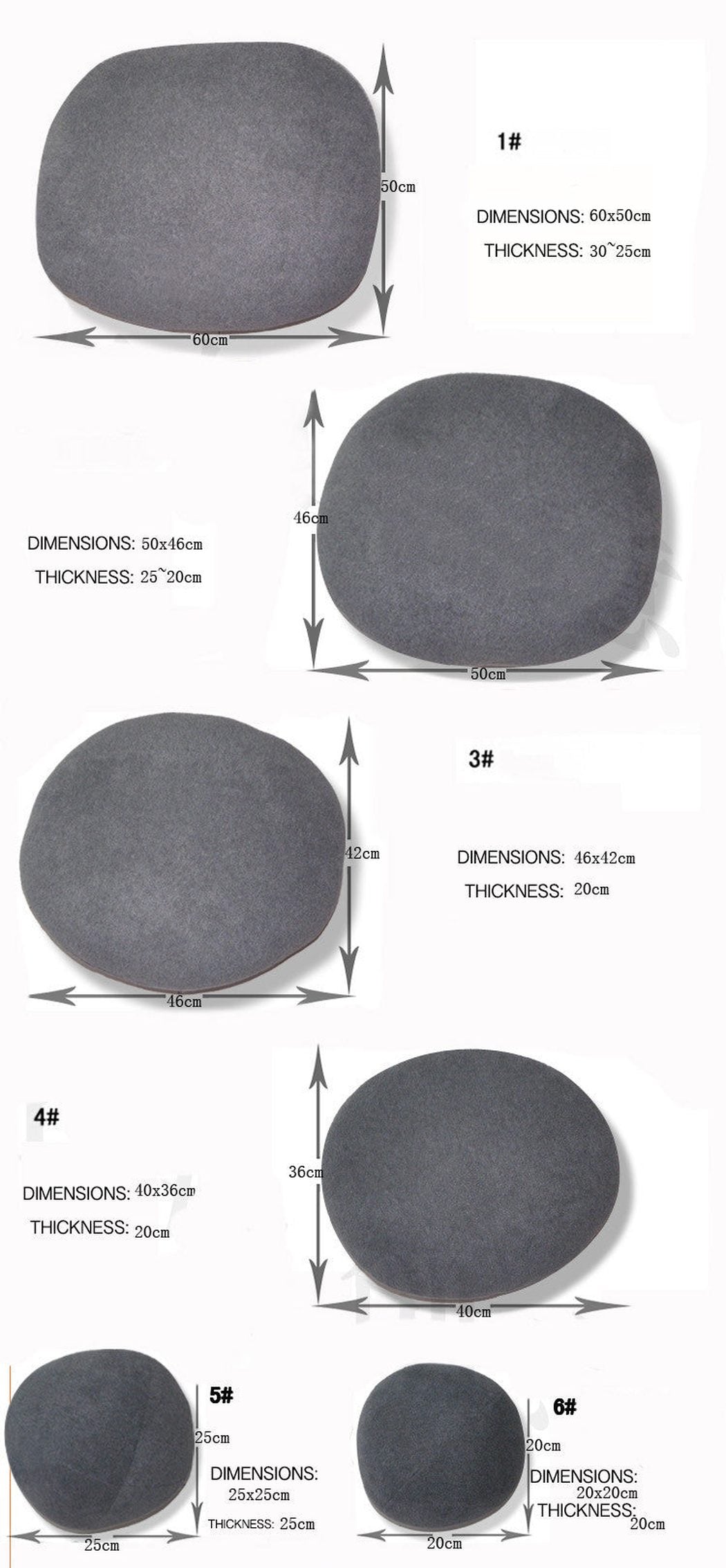 Pebble Stone – Housses de Coussin Effet Galet (Lot de 6)