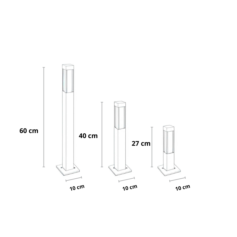 Borne Lumineuse LED Extérieure IP65 en Aluminium Noir