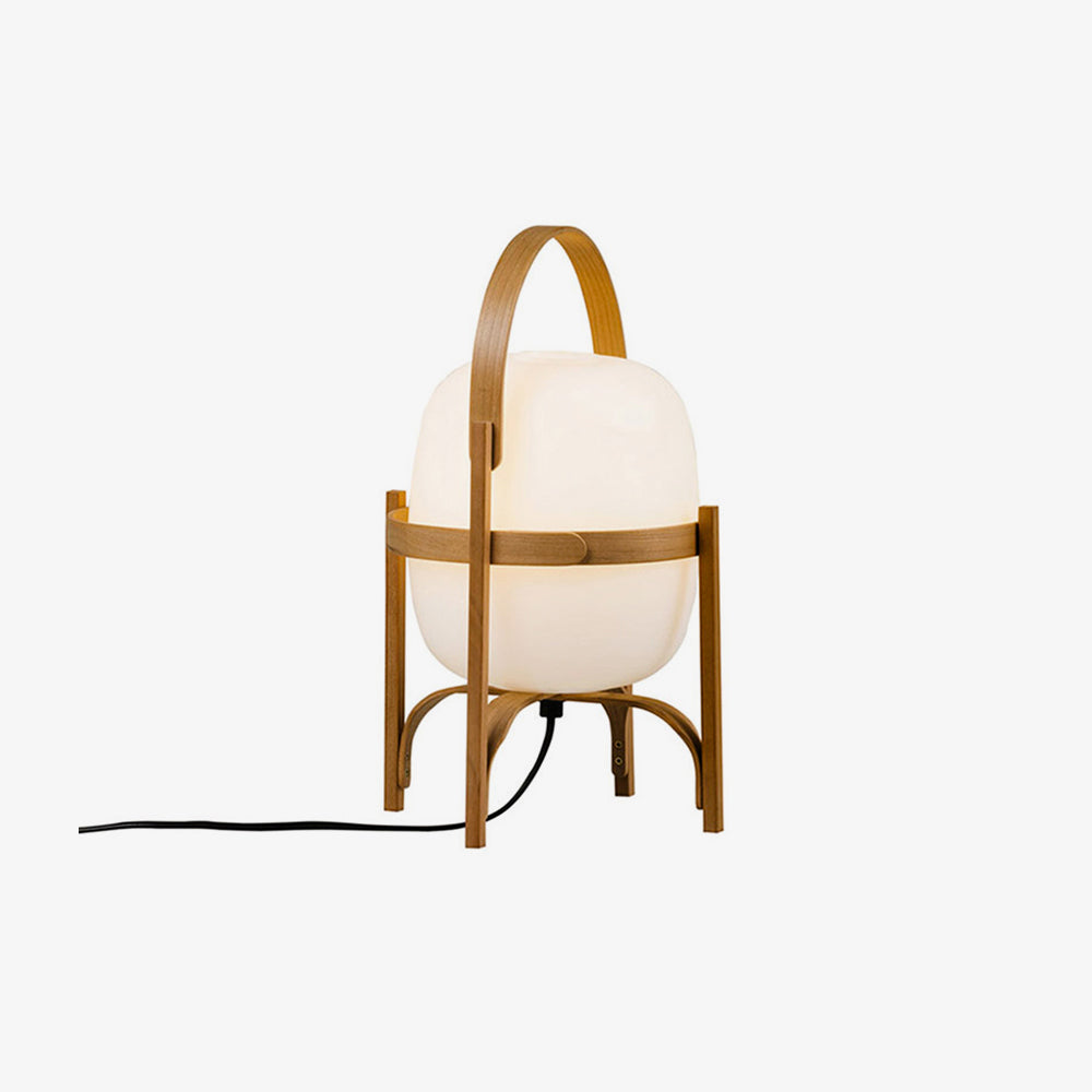 Lampe Nomade en Verre et Bois, Style Lanterne