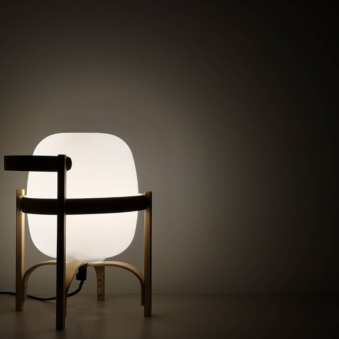 Lampe Nomade en Verre et Bois, Style Lanterne