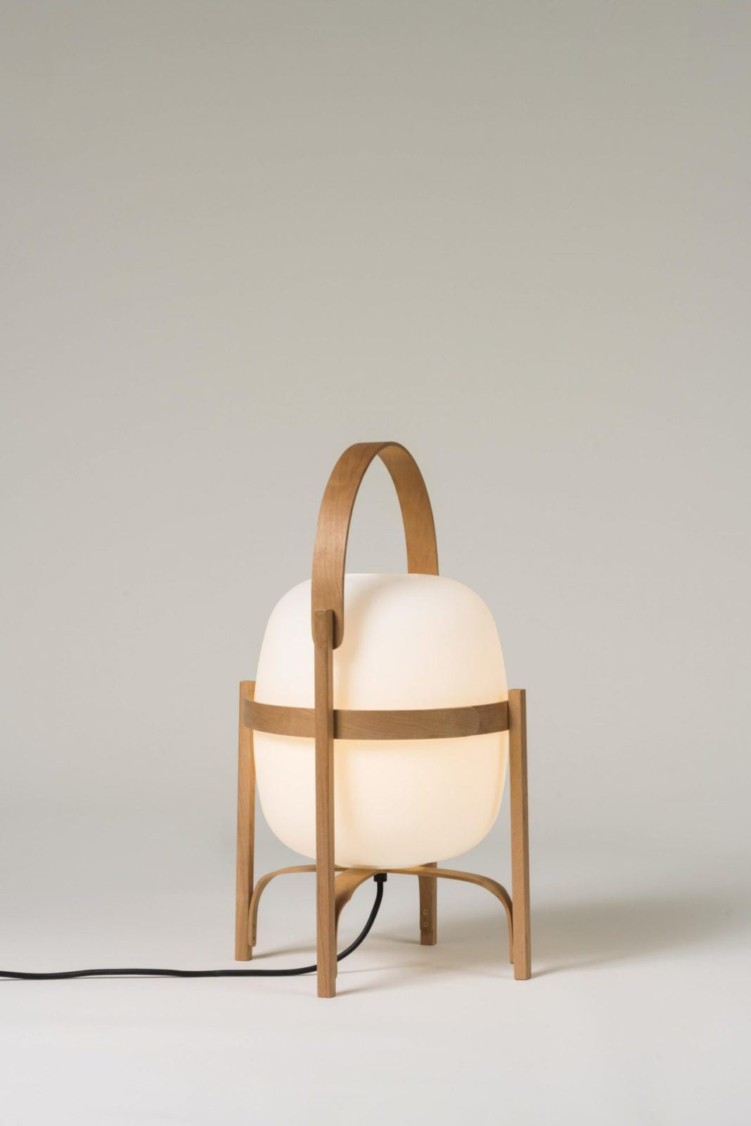 Lampe Nomade en Verre et Bois, Style Lanterne