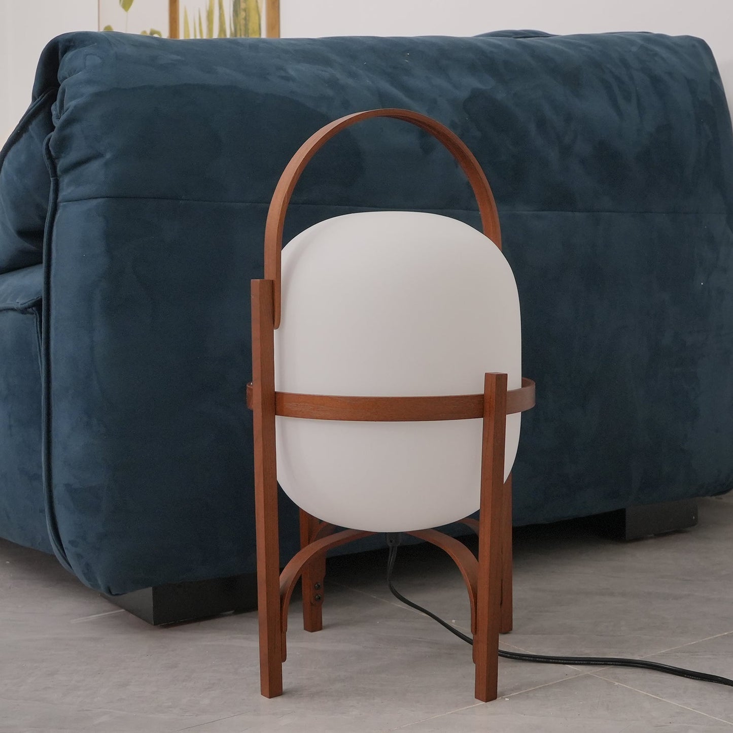 Lampe Nomade en Verre et Bois, Style Lanterne