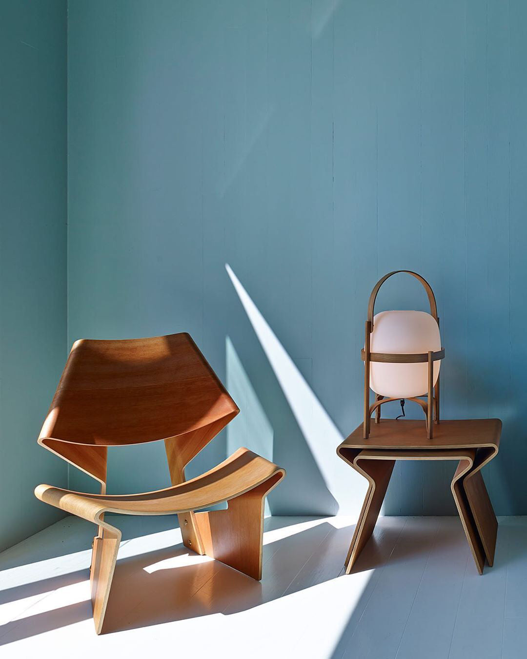 Lampe Nomade en Verre et Bois, Style Lanterne