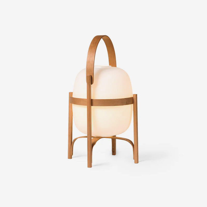 Lampe Nomade en Verre et Bois, Style Lanterne