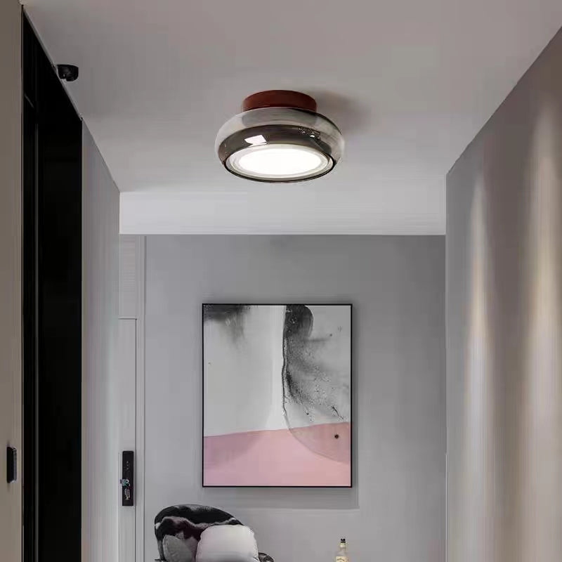 Plafonnier Bauhaus Verre Ambré LED Rétro Moderne